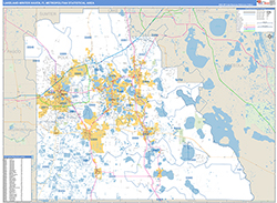 Lakeland-Winter Haven Metro Area Wall Map Basic Style 2026
